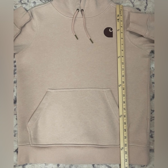Carhartt Relaxed Fit Midweight Logo Sleeve Hoodie in Dusty Rose Pink Size Small - Picture 5 of 8